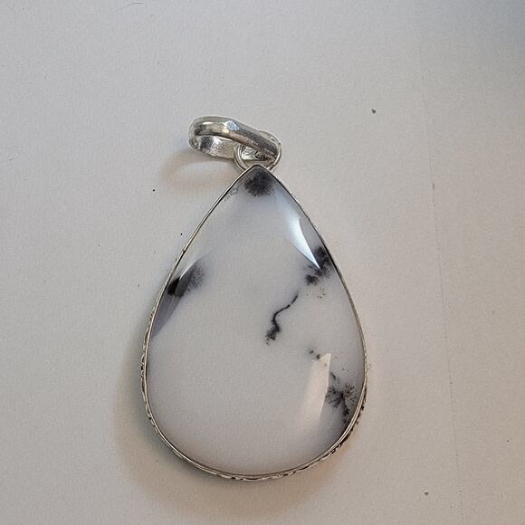 Necklace Pendants Dendritic Opal Teardrop Handmade Jewelry in Sterling Silver - Picture 1 of 10